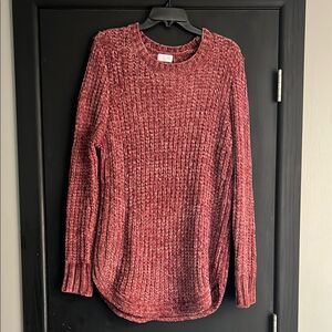 Pink Lily Red Crew Neck Sweater with Tunic Length